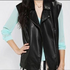 silence + noise oversized Black faux leather vest